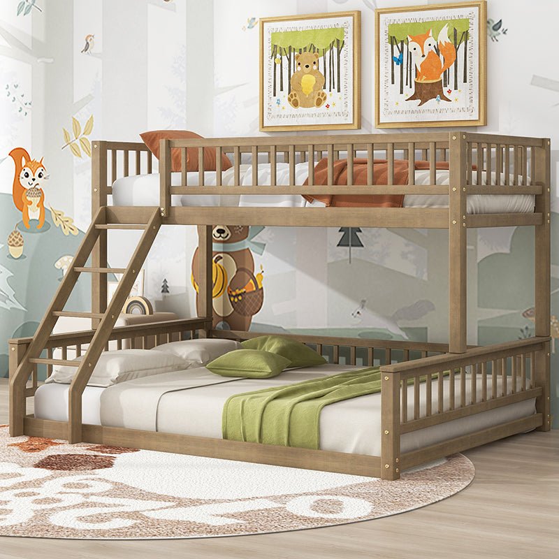 Bellemave® Twin XL over Queen Bunk Bed with Ladder and Guardrails - Bellemave