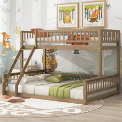 Bellemave® Twin XL over Queen Bunk Bed with Ladder and Guardrails - Bellemave