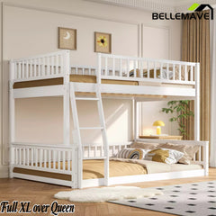 Bellemave® Twin XL over Queen Bunk Bed with Ladder and Guardrails - Bellemave