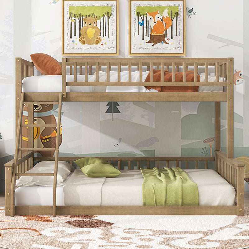Bellemave® Twin XL over Queen Bunk Bed with Ladder and Guardrails - Bellemave