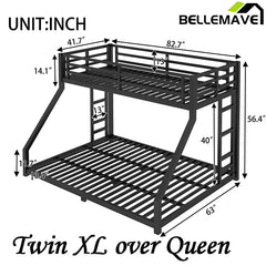 Bellemave® Twin XL over Queen Metal Bunk Bed - Bellemave
