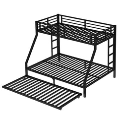 Bellemave® Twin XL over Queen Metal Bunk Bed with Trundle for Kids, Teens & Adults, Black - Bellemave