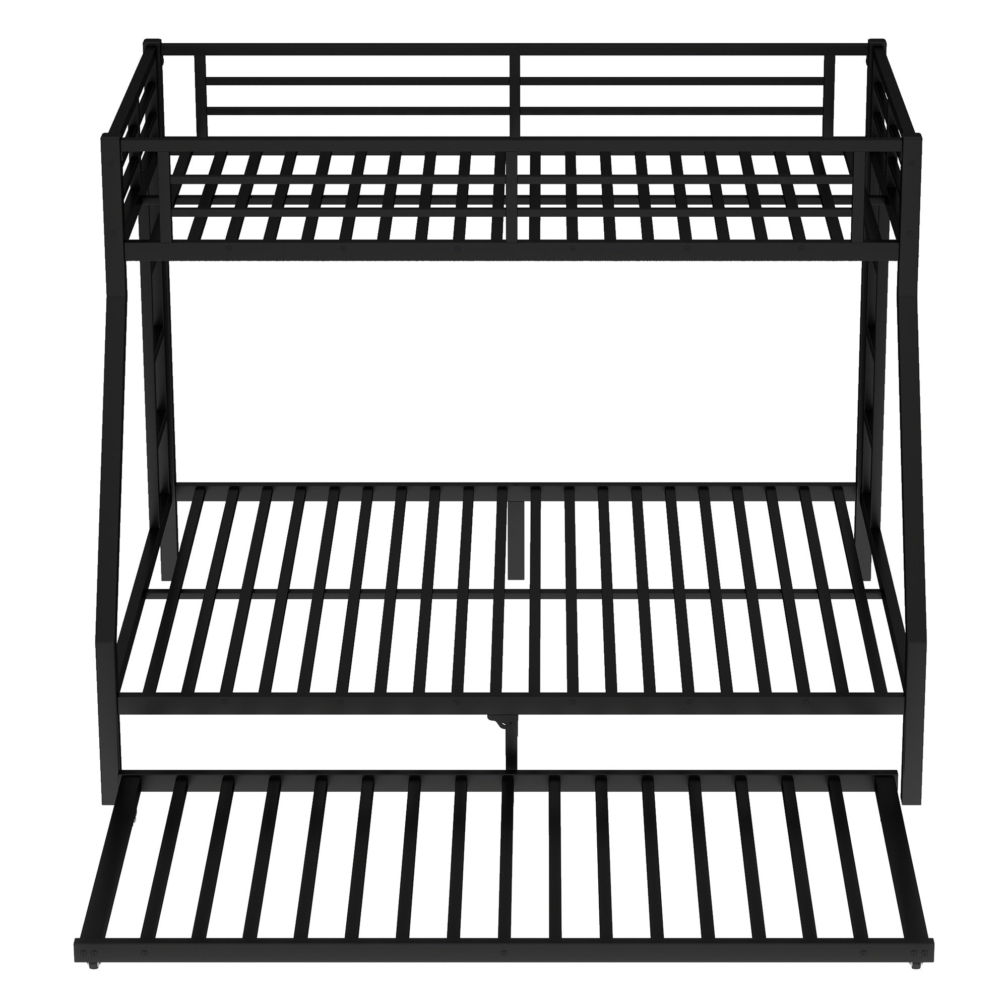 Bellemave® Twin XL over Queen Metal Bunk Bed with Trundle for Kids, Teens & Adults, Black - Bellemave