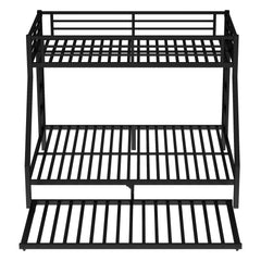 Bellemave® Twin XL over Queen Metal Bunk Bed with Trundle for Kids, Teens & Adults, Black - Bellemave