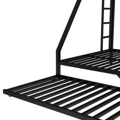 Bellemave® Twin XL over Queen Metal Bunk Bed with Trundle for Kids, Teens & Adults, Black - Bellemave