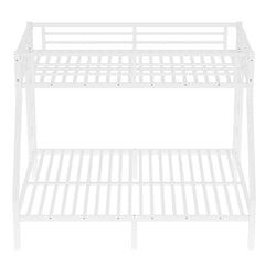 Bellemave® Twin XL over Queen Metal Bunk Beds with Guardrails, Ladders & Under - bed Storage for Kids Teens Adults, Space - saving/Noise - reduce, White - Bellemave