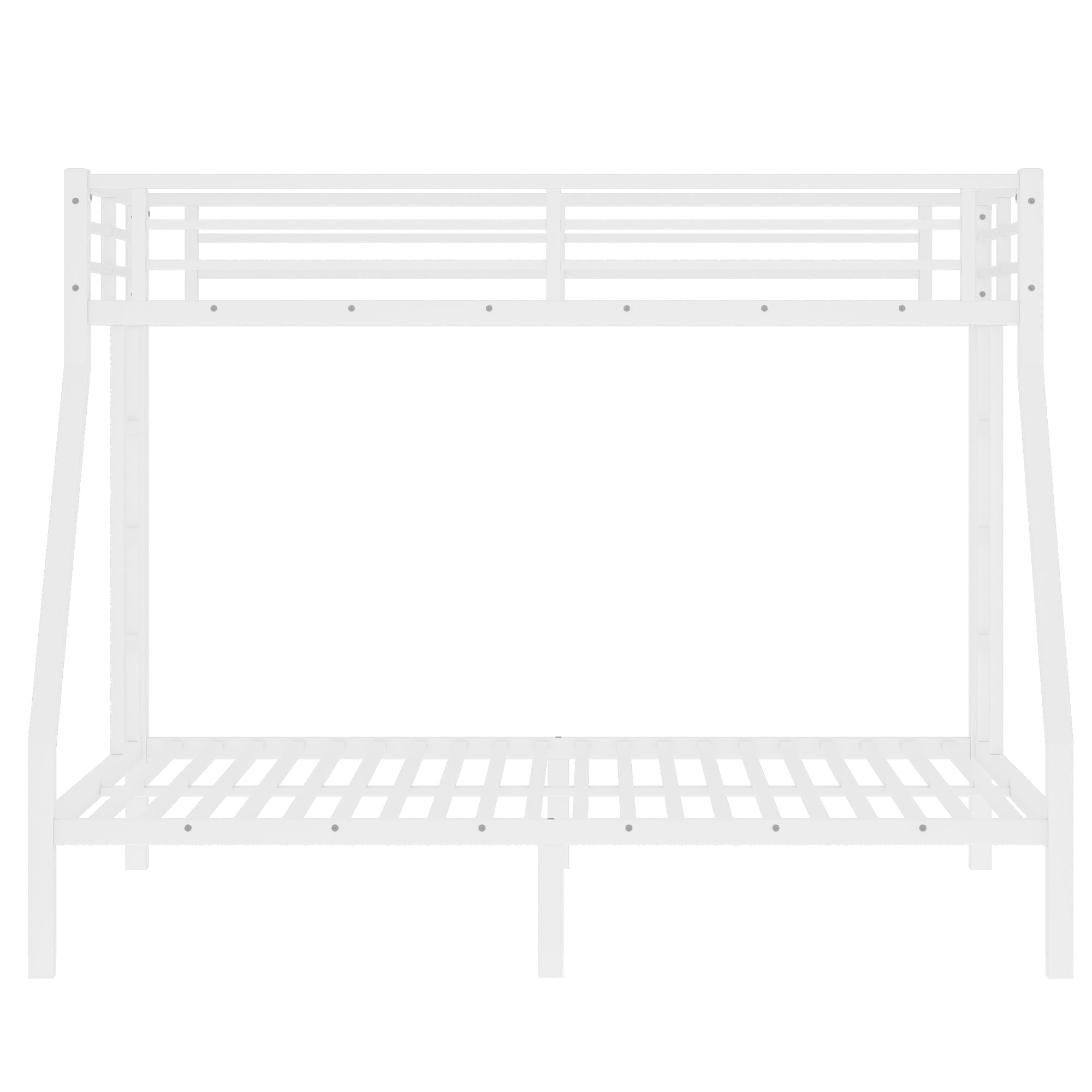 Bellemave® Twin XL over Queen Metal Bunk Beds with Guardrails, Ladders & Under - bed Storage for Kids Teens Adults, Space - saving/Noise - reduce, White - Bellemave