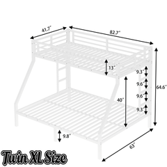 Bellemave® Twin XL over Queen Metal Bunk Beds with Guardrails, Ladders & Under - bed Storage for Kids Teens Adults, Space - saving/Noise - reduce, White - Bellemave