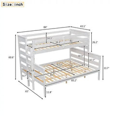 Bellemave® Twin XL over Queen Wood Bunk Bed with Ladder - Bellemave
