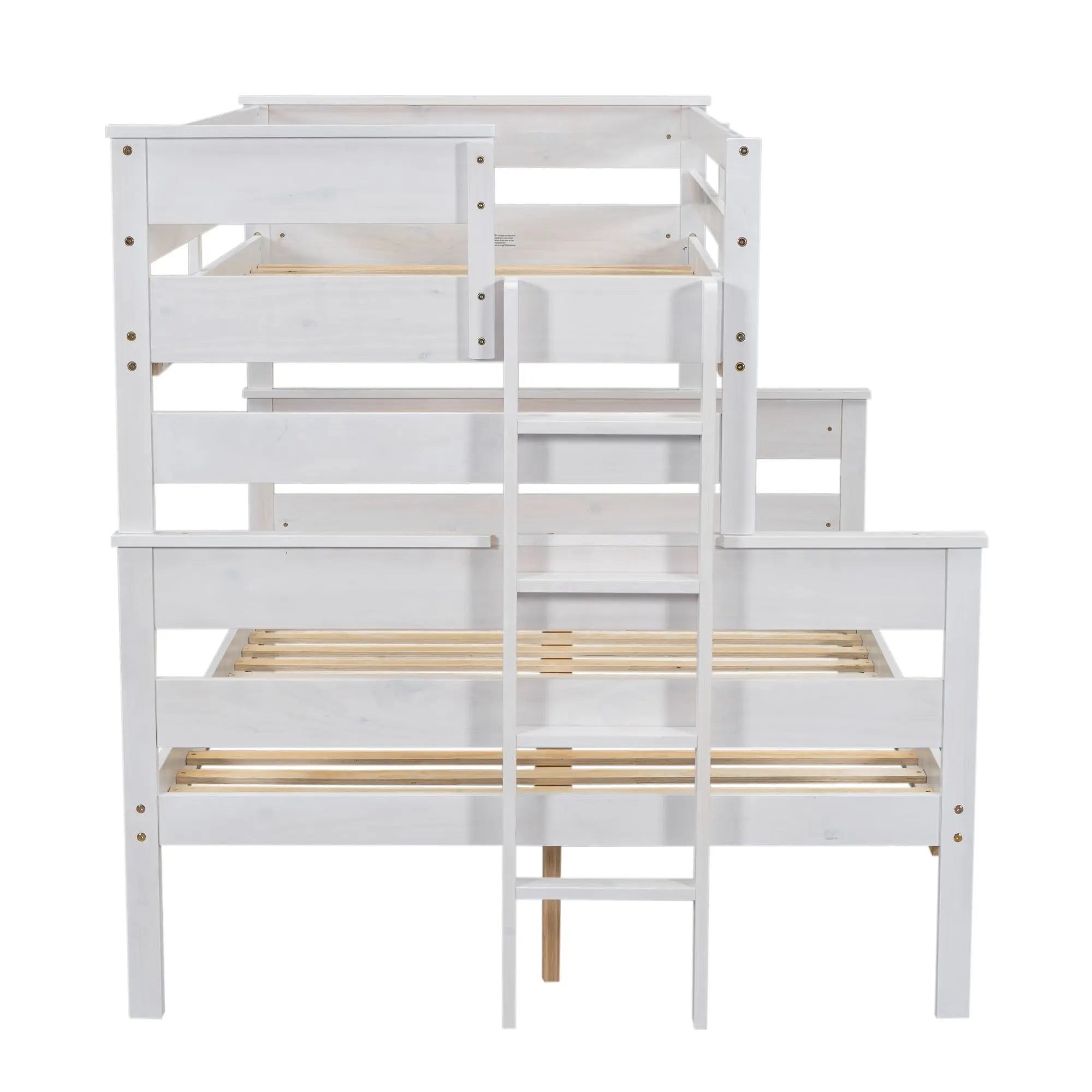 Bellemave® Twin XL over Queen Wood Bunk Bed with Ladder - Bellemave