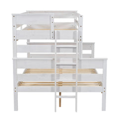 Bellemave® Twin XL over Queen Wood Bunk Bed with Ladder - Bellemave