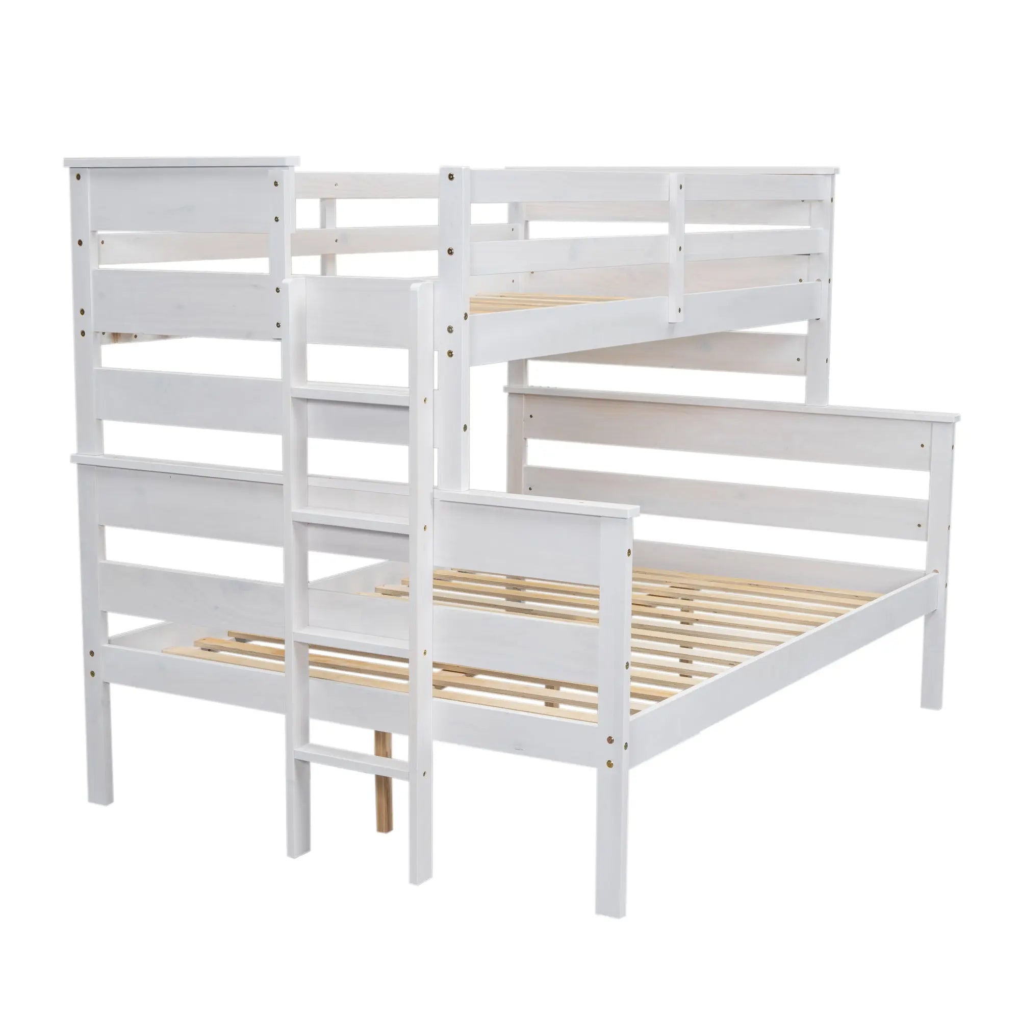 Bellemave® Twin XL over Queen Wood Bunk Bed with Ladder - Bellemave