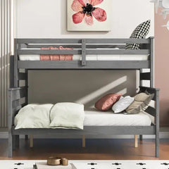 Bellemave® Twin XL over Queen Wood Bunk Bed with Ladder - Bellemave