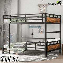 Bellemave® Twin XL Over Twin XL Bunk Bed with Headboard and Full Length Guardrail, Separable Heavy Duty Bunk Bed, Black - Bellemave