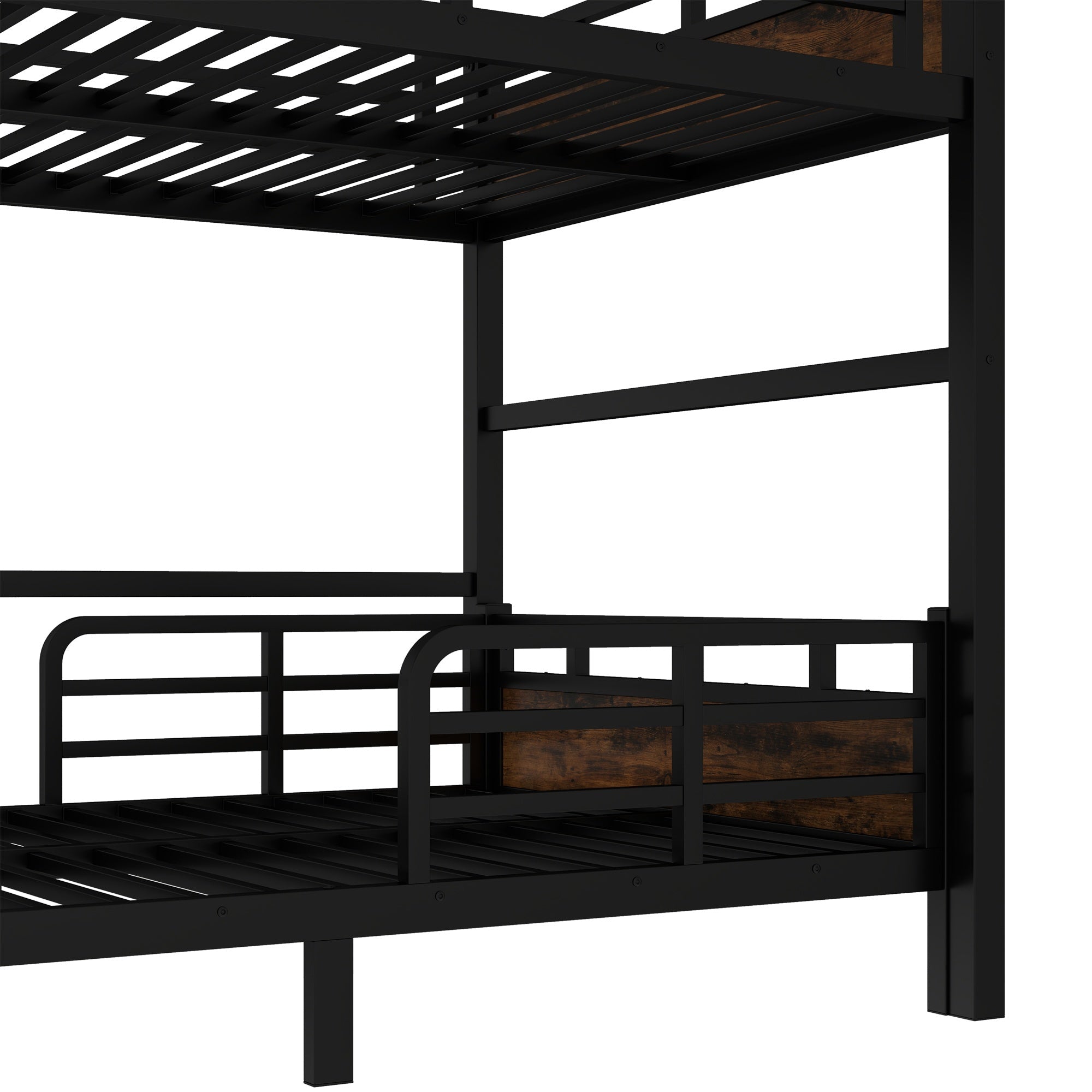 Bellemave® Twin XL Over Twin XL Bunk Bed with Headboard and Full Length Guardrail, Separable Heavy Duty Bunk Bed, Black - Bellemave