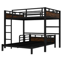 Bellemave® Twin XL Over Twin XL Bunk Bed with Headboard and Full Length Guardrail, Separable Heavy Duty Bunk Bed, Black - Bellemave