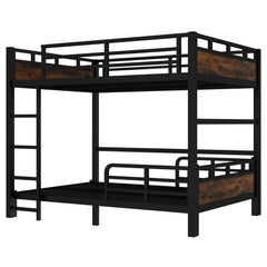 Bellemave® Twin XL Over Twin XL Bunk Bed with Headboard and Full Length Guardrail, Separable Heavy Duty Bunk Bed, Black - Bellemave