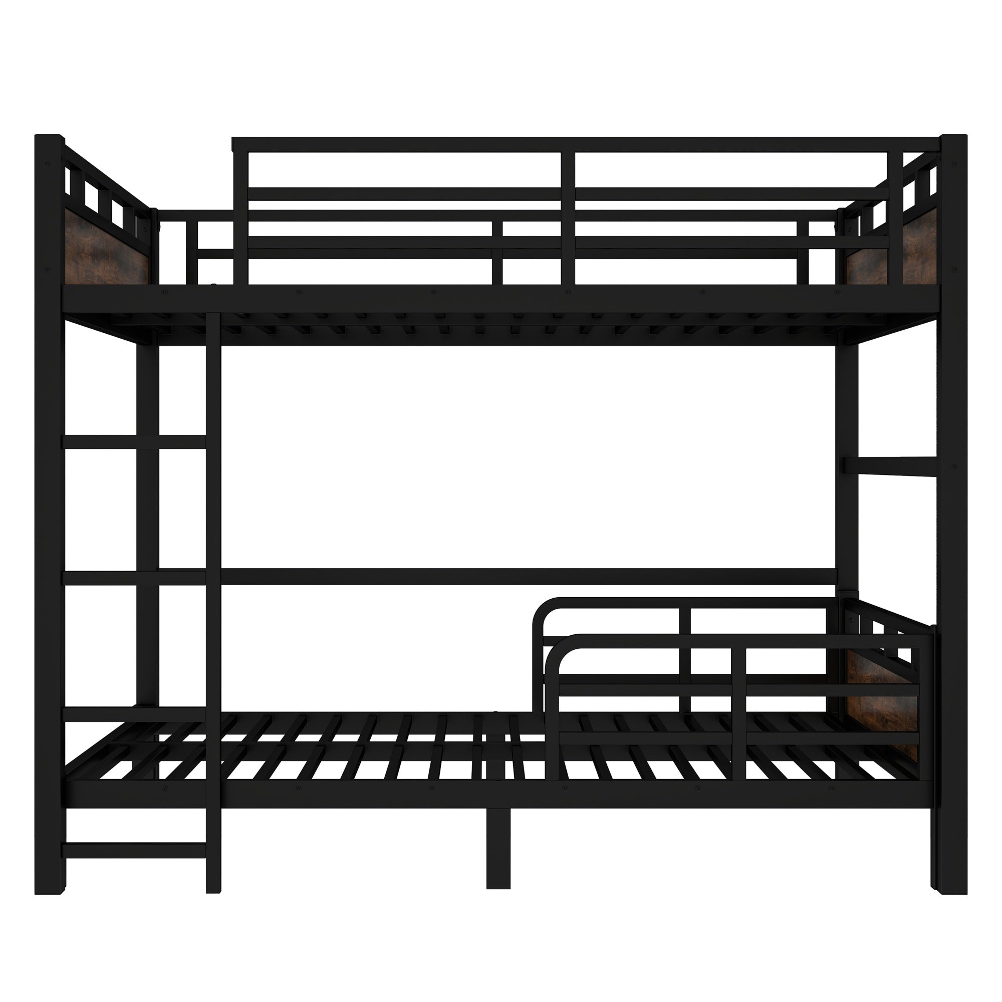 Bellemave® Twin XL Over Twin XL Bunk Bed with Headboard and Full Length Guardrail, Separable Heavy Duty Bunk Bed, Black - Bellemave