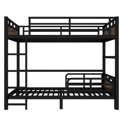Bellemave® Twin XL Over Twin XL Bunk Bed with Headboard and Full Length Guardrail, Separable Heavy Duty Bunk Bed, Black - Bellemave
