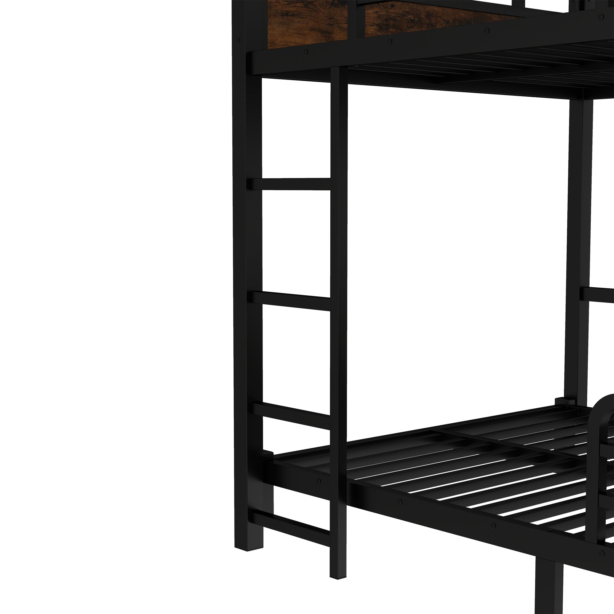 Bellemave® Twin XL Over Twin XL Bunk Bed with Headboard and Full Length Guardrail, Separable Heavy Duty Bunk Bed, Black - Bellemave