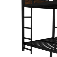 Bellemave® Twin XL Over Twin XL Bunk Bed with Headboard and Full Length Guardrail, Separable Heavy Duty Bunk Bed, Black - Bellemave