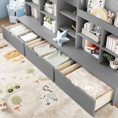 Bellemave® Twin XL Size Loft Bed with Multi - storage Shelves and Storage, Low Loft Bed with Curtain and Chalkboard, No Box Spring Needed, White - Bellemave