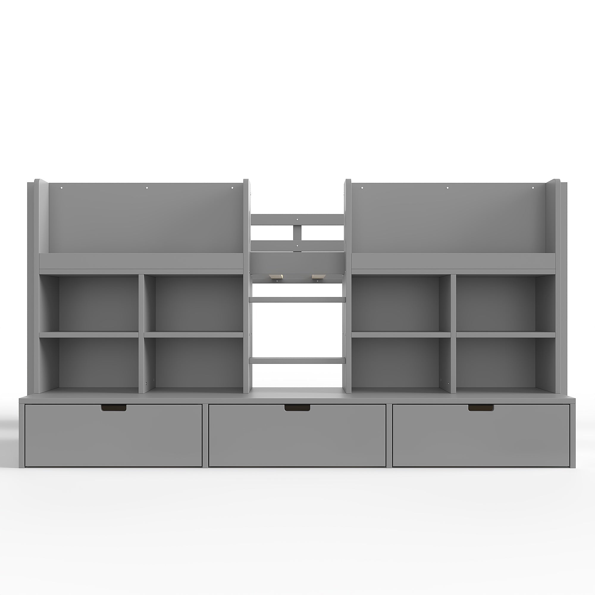 Bellemave® Twin XL Size Loft Bed with Multi - storage Shelves and Storage, Low Loft Bed with Curtain and Chalkboard, No Box Spring Needed, White - Bellemave