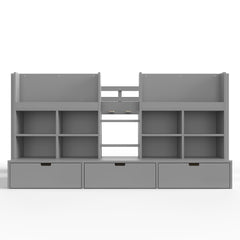 Bellemave® Twin XL Size Loft Bed with Multi - storage Shelves and Storage, Low Loft Bed with Curtain and Chalkboard, No Box Spring Needed, White - Bellemave