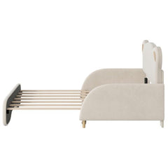 Bellemave® Twin XL Size Upholstered Stretchable Vaulted Sofa Bed with Bear Shaped Headboard - Bellemave