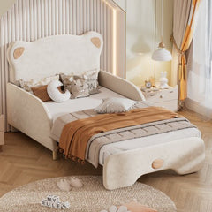 Bellemave® Twin XL Size Upholstered Stretchable Vaulted Sofa Bed with Bear Shaped Headboard - Bellemave