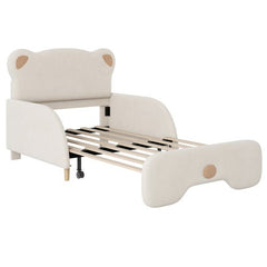 Bellemave® Twin XL Size Upholstered Stretchable Vaulted Sofa Bed with Bear Shaped Headboard - Bellemave