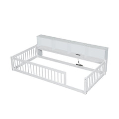 Bellemave® Twin XL Size Wood Daybed with Storage Cabinets and USB Ports - Bellemave