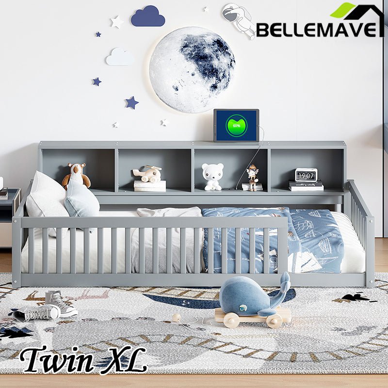Bellemave® Twin XL Size Wood Daybed with Storage Cabinets and USB Ports - Bellemave