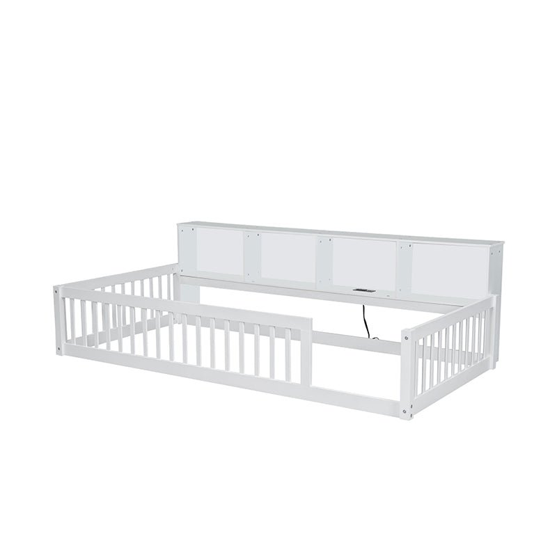 Bellemave® Twin XL Size Wood Daybed with Storage Cabinets and USB Ports - Bellemave