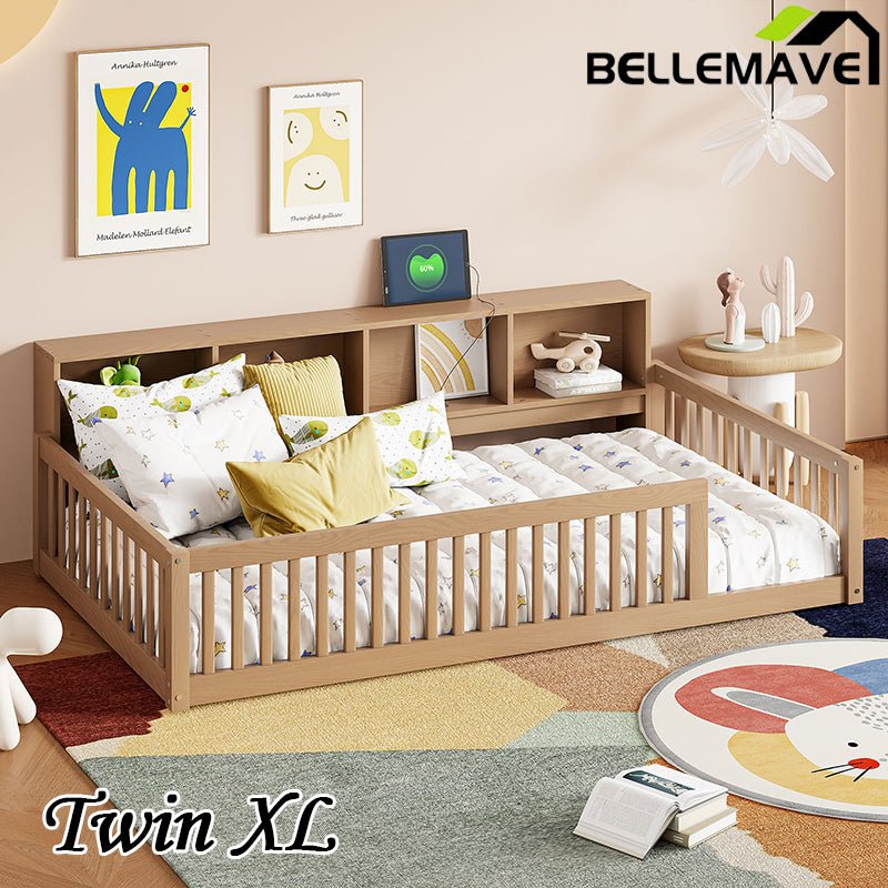 Bellemave® Twin XL Size Wood Daybed with Storage Cabinets and USB Ports - Bellemave