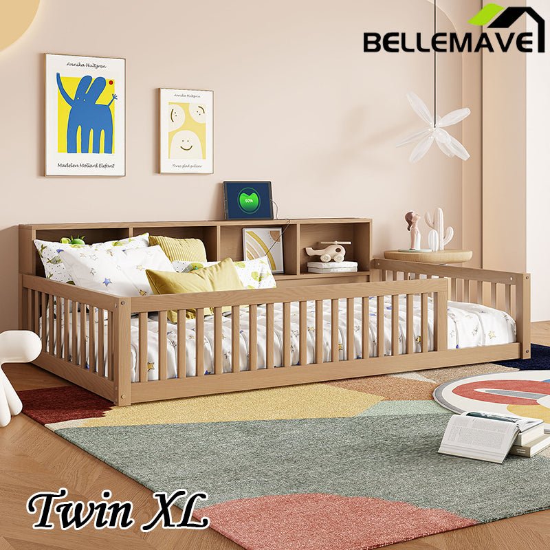 Bellemave® Twin XL Size Wood Daybed with Storage Cabinets and USB Ports - Bellemave