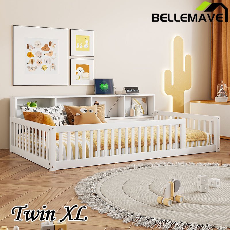 Bellemave® Twin XL Size Wood Daybed with Storage Cabinets and USB Ports - Bellemave