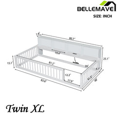 Bellemave® Twin XL Size Wood Daybed with Storage Cabinets and USB Ports - Bellemave