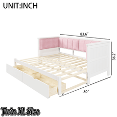 Bellemave® Twin XL to King Size Convertible Daybed with Two Storage Drawers and Upholstered Backrest - Bellemave