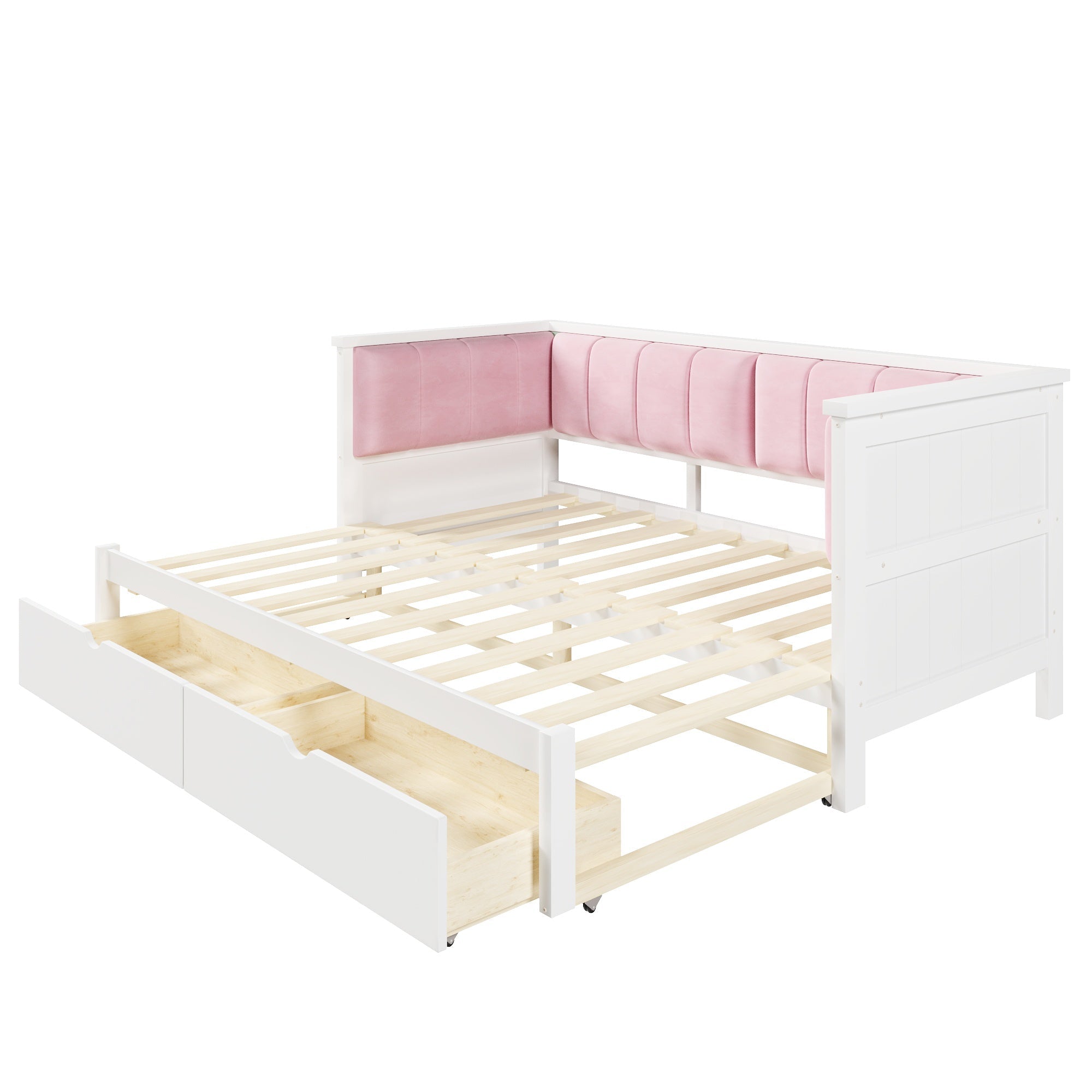Bellemave® Twin XL to King Size Convertible Daybed with Two Storage Drawers and Upholstered Backrest - Bellemave