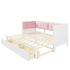 Bellemave® Twin XL to King Size Convertible Daybed with Two Storage Drawers and Upholstered Backrest - Bellemave