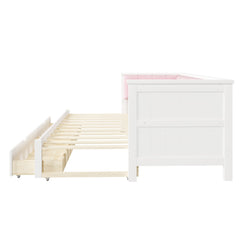 Bellemave® Twin XL to King Size Convertible Daybed with Two Storage Drawers and Upholstered Backrest - Bellemave