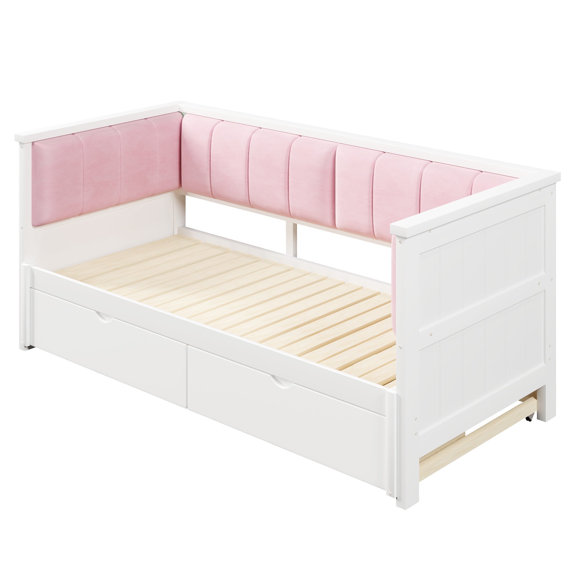 Bellemave® Twin XL to King Size Convertible Daybed with Two Storage Drawers and Upholstered Backrest - Bellemave
