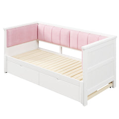 Bellemave® Twin XL to King Size Convertible Daybed with Two Storage Drawers and Upholstered Backrest - Bellemave