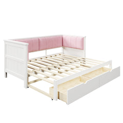 Bellemave® Twin XL to King Size Convertible Daybed with Two Storage Drawers and Upholstered Backrest - Bellemave