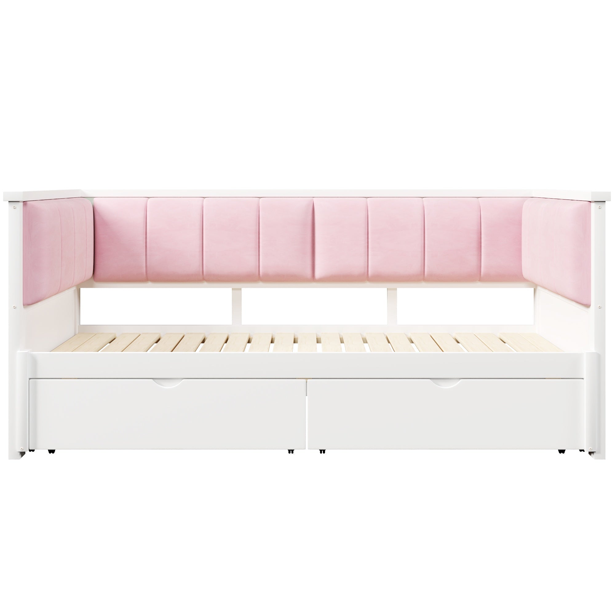Bellemave® Twin XL to King Size Convertible Daybed with Two Storage Drawers and Upholstered Backrest - Bellemave