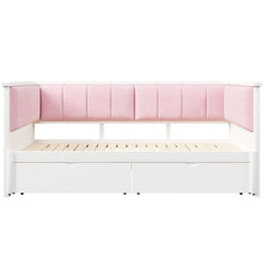 Bellemave® Twin XL to King Size Convertible Daybed with Two Storage Drawers and Upholstered Backrest - Bellemave