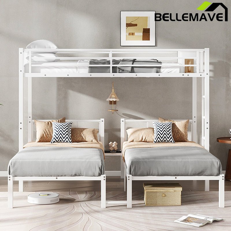 Bellemave® Twin XL/Twin over Twin & Twin Metal Triple Bunk Bed for 3 - Bellemave