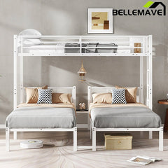 Bellemave® Twin XL/Twin over Twin & Twin Metal Triple Bunk Bed for 3 - Bellemave