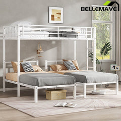 Bellemave® Twin XL/Twin over Twin & Twin Metal Triple Bunk Bed for 3 - Bellemave